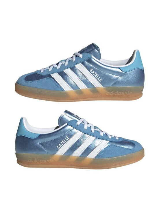 adidas Shoes - adidas Gazelle Indoor - Womens Sneaker Metallic Blue White Gum JS1407 NEW